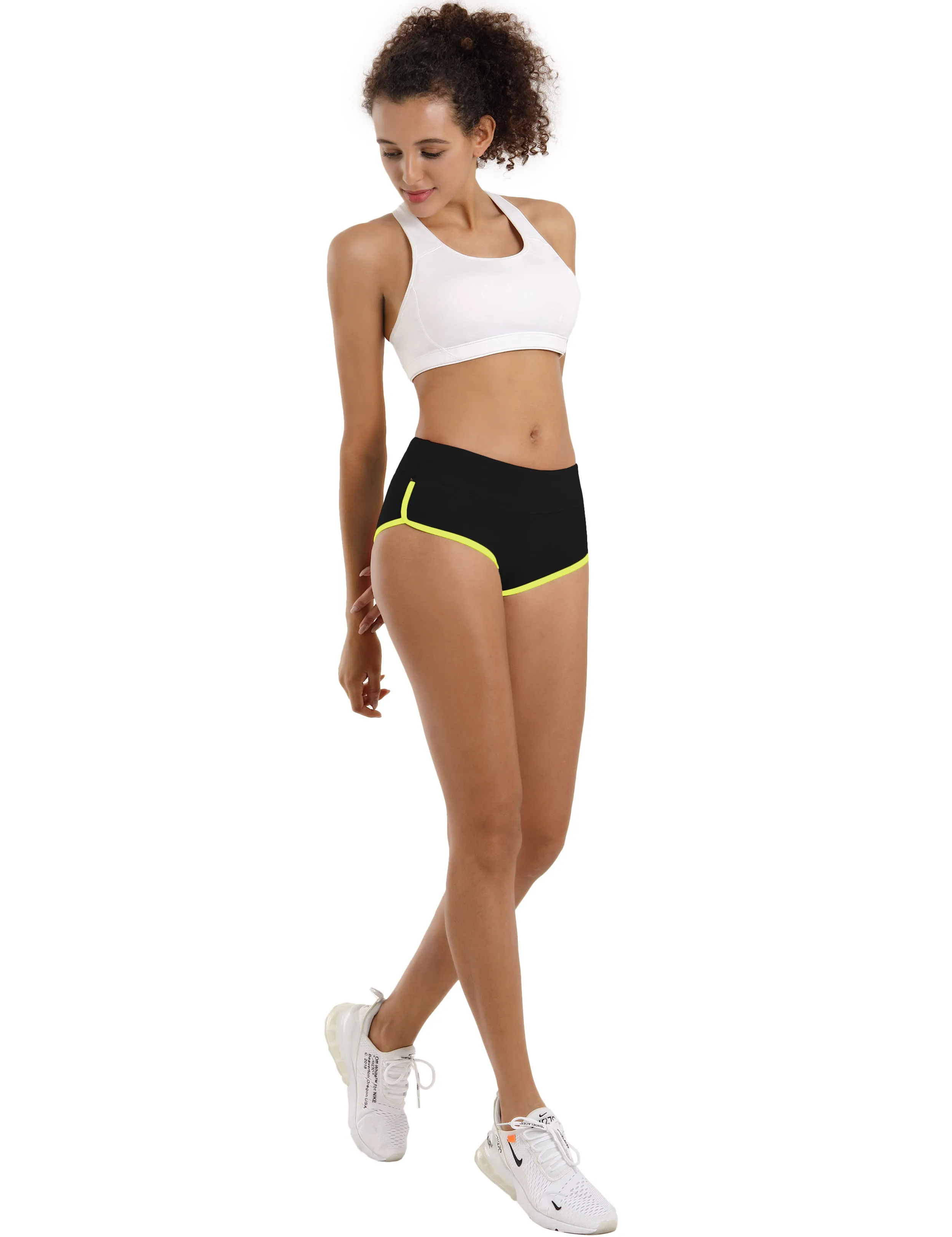 Sexy Booty Yoga Shorts black_fluorescentyellow