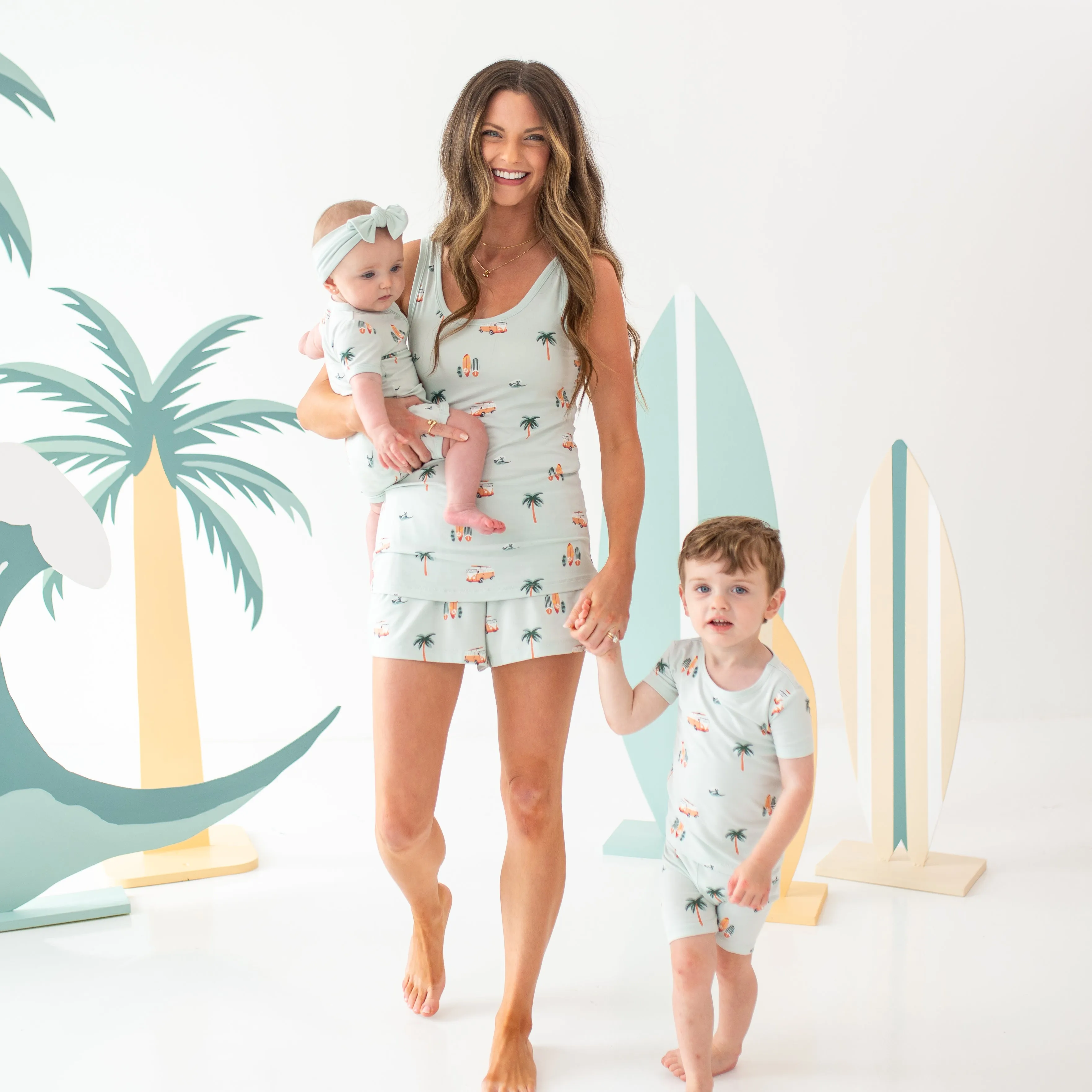 Short Sleeve Pajamas in Dew Surf
