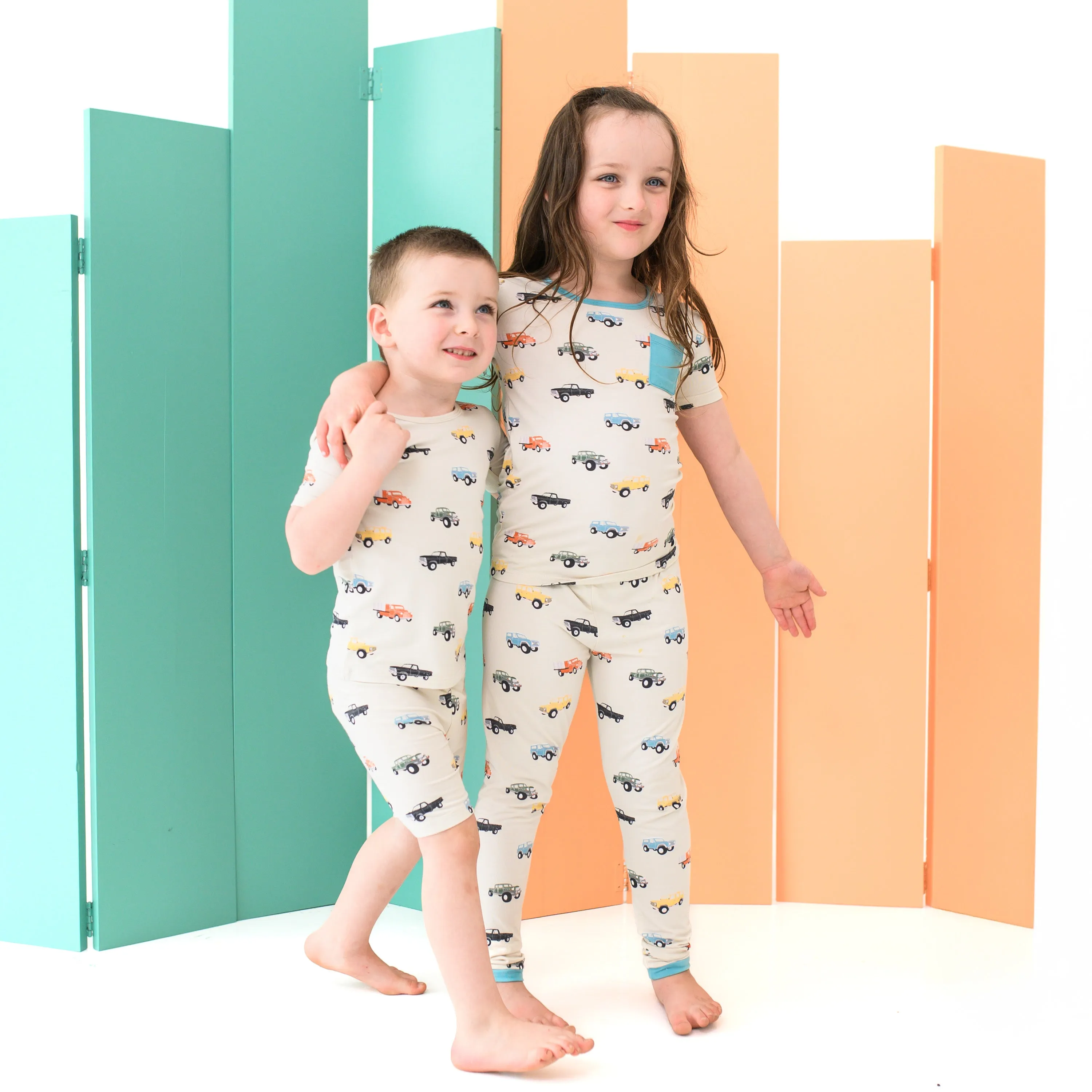 Short Sleeve Pajamas in Vintage Truck