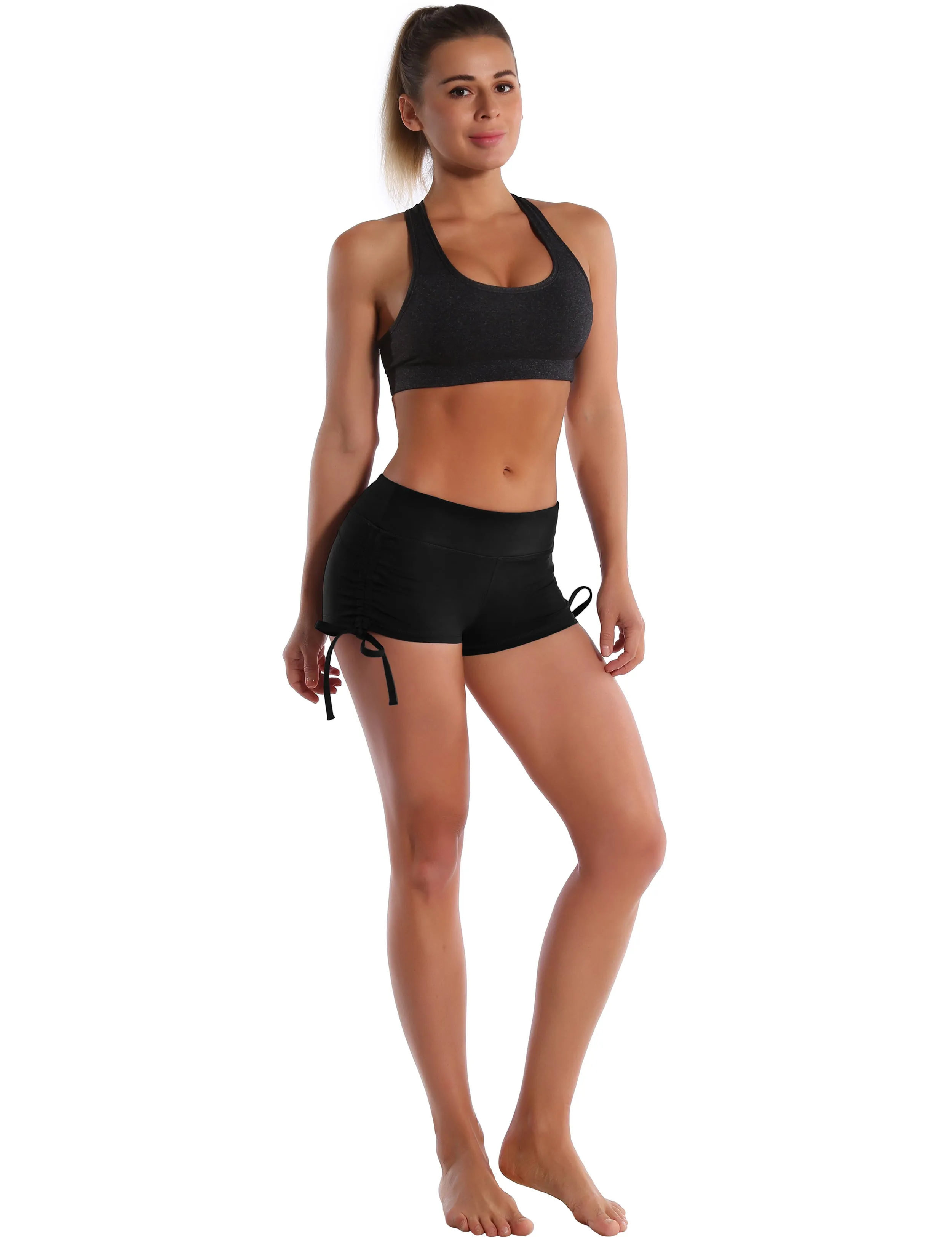 Side Drawstring Hot Shorts black_Biking
