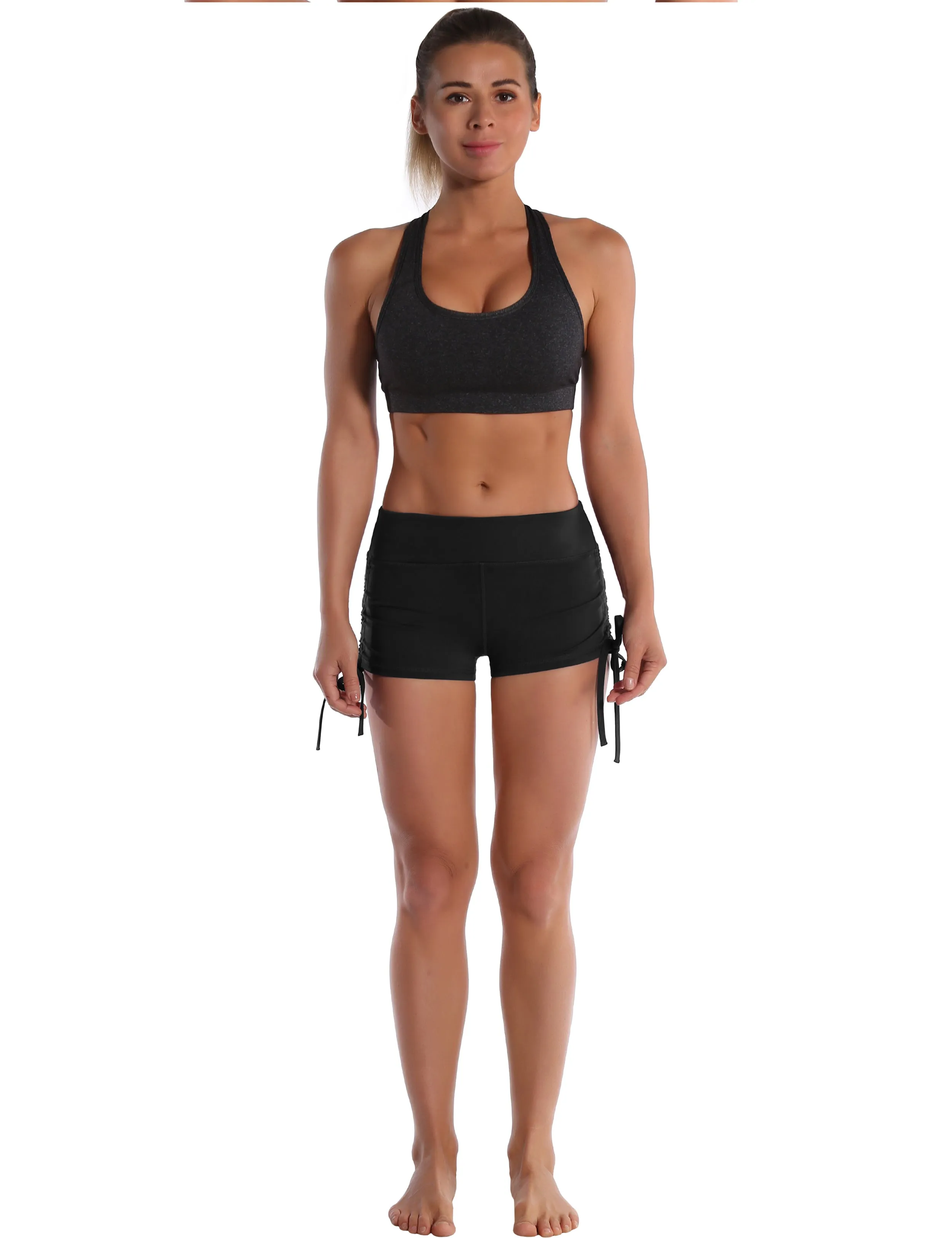 Side Drawstring Hot Shorts black_Biking