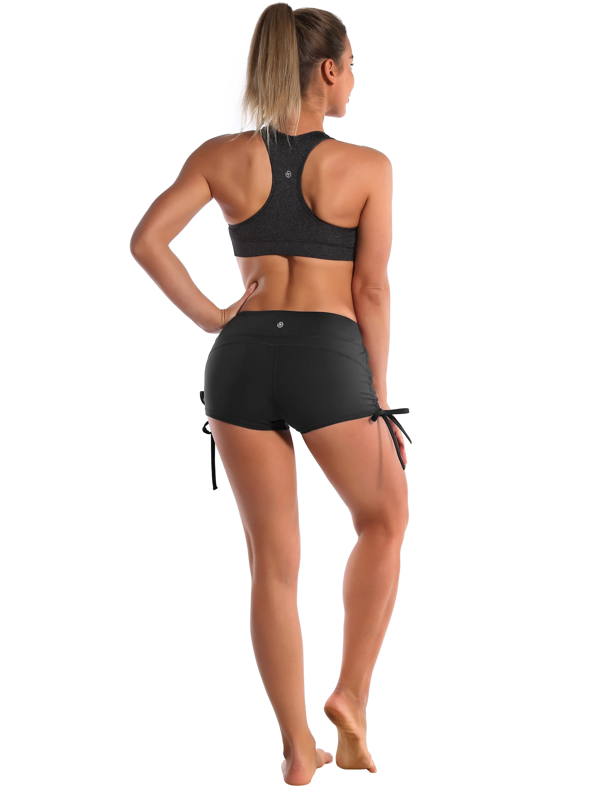 Side Drawstring Hot Shorts black_Tall Size