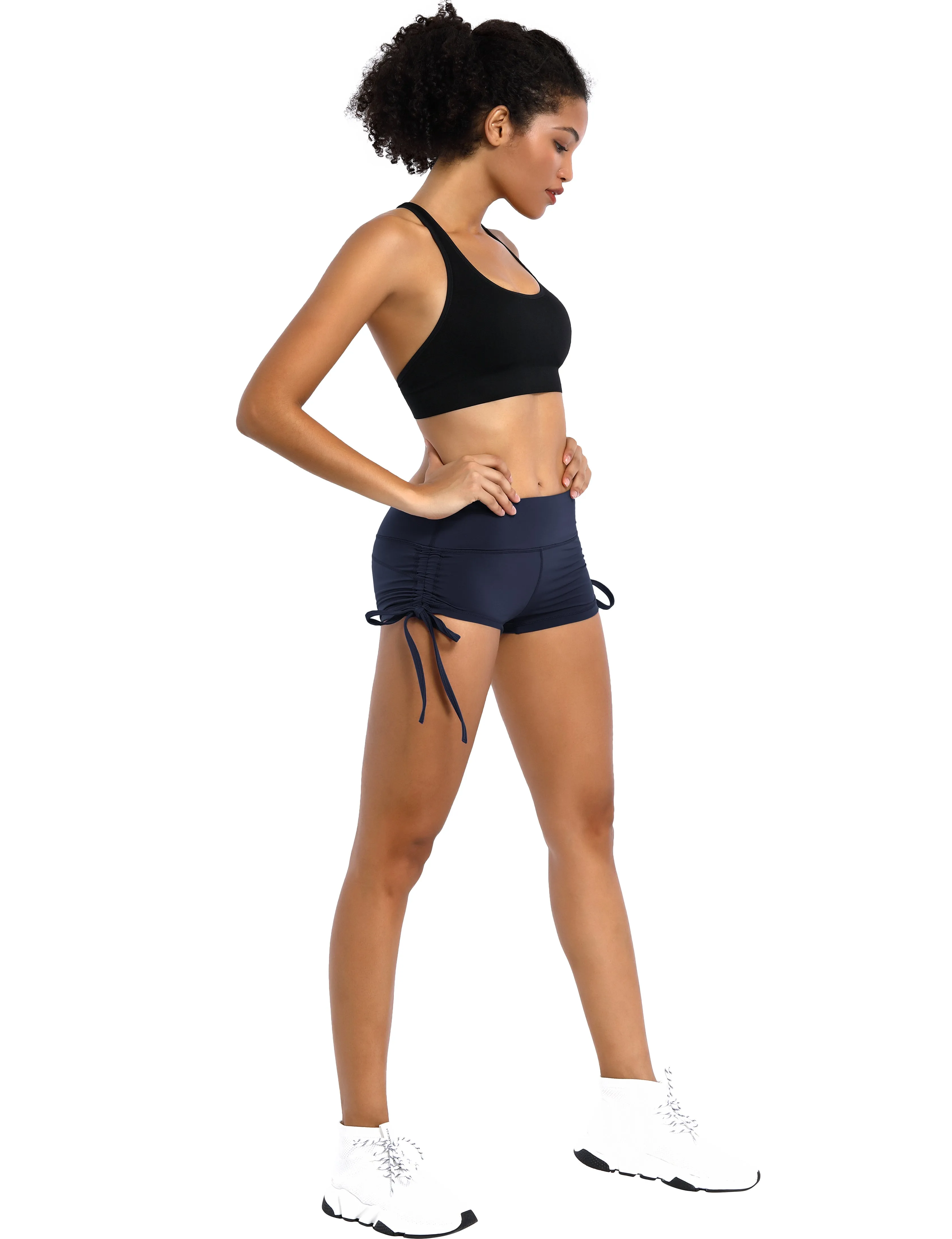 Side Drawstring Hot Shorts darknavy_Tall Size