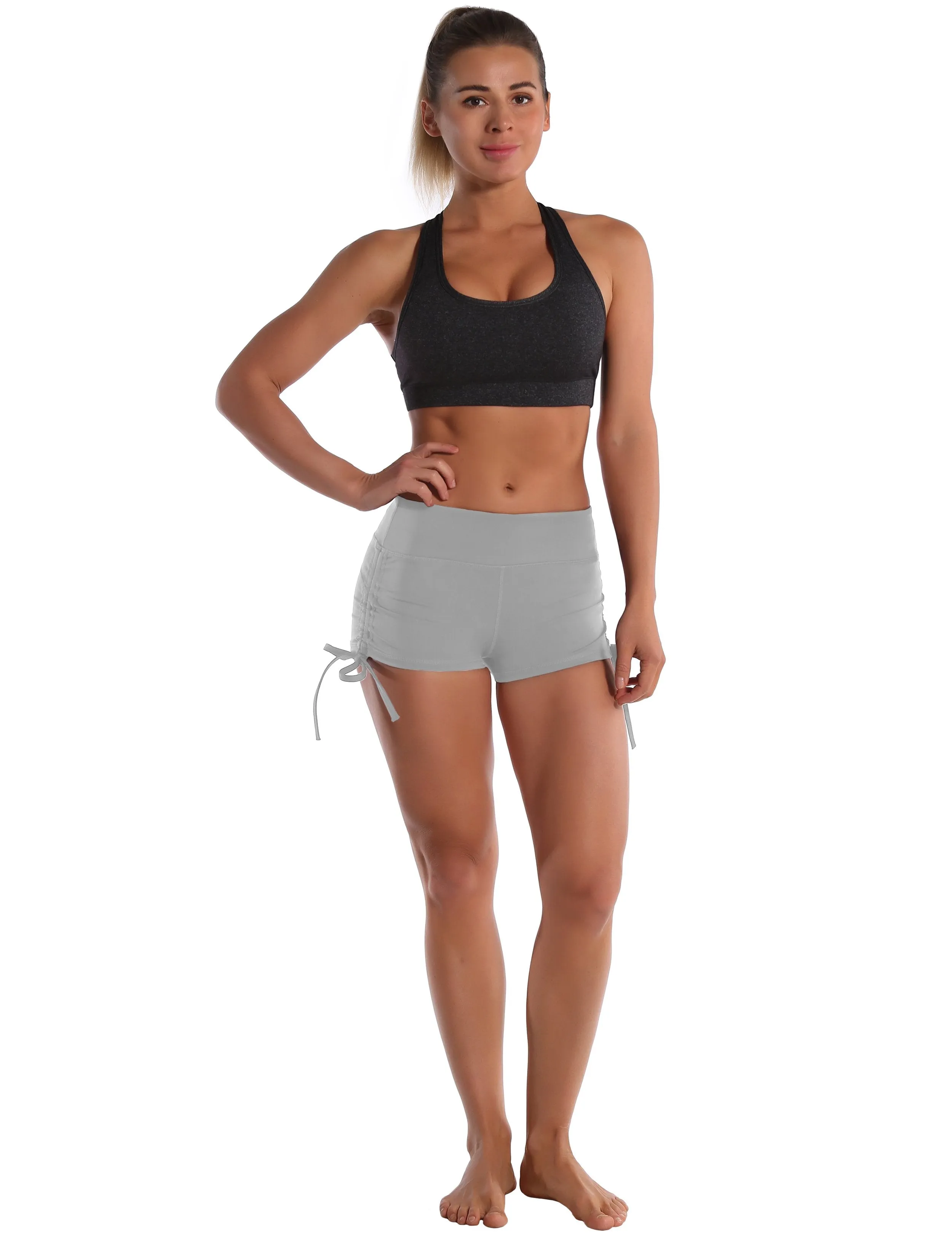 Side Drawstring Hot Shorts lightgray ins_Tall Size