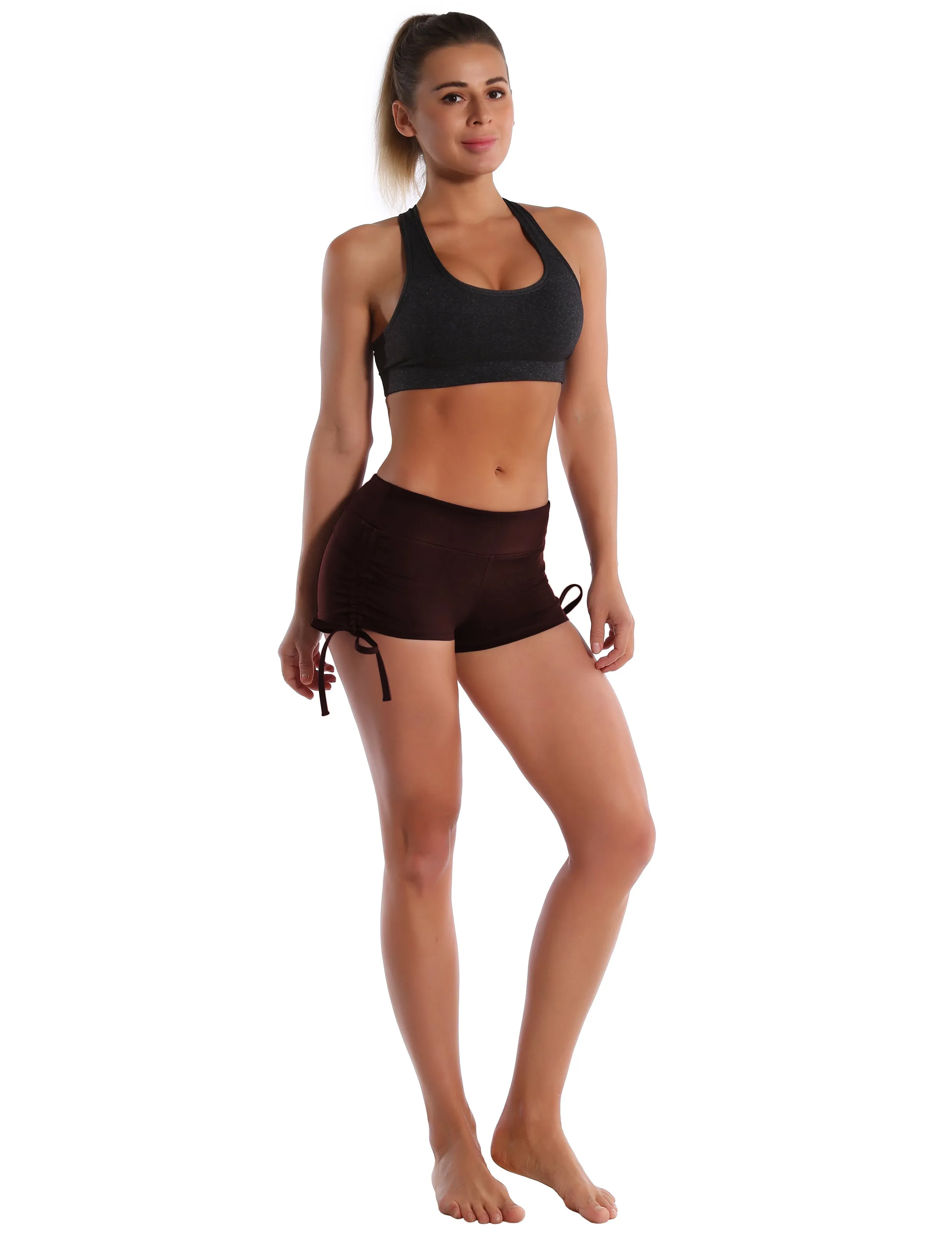 Side Drawstring Hot Shorts mahoganymaroon_Gym