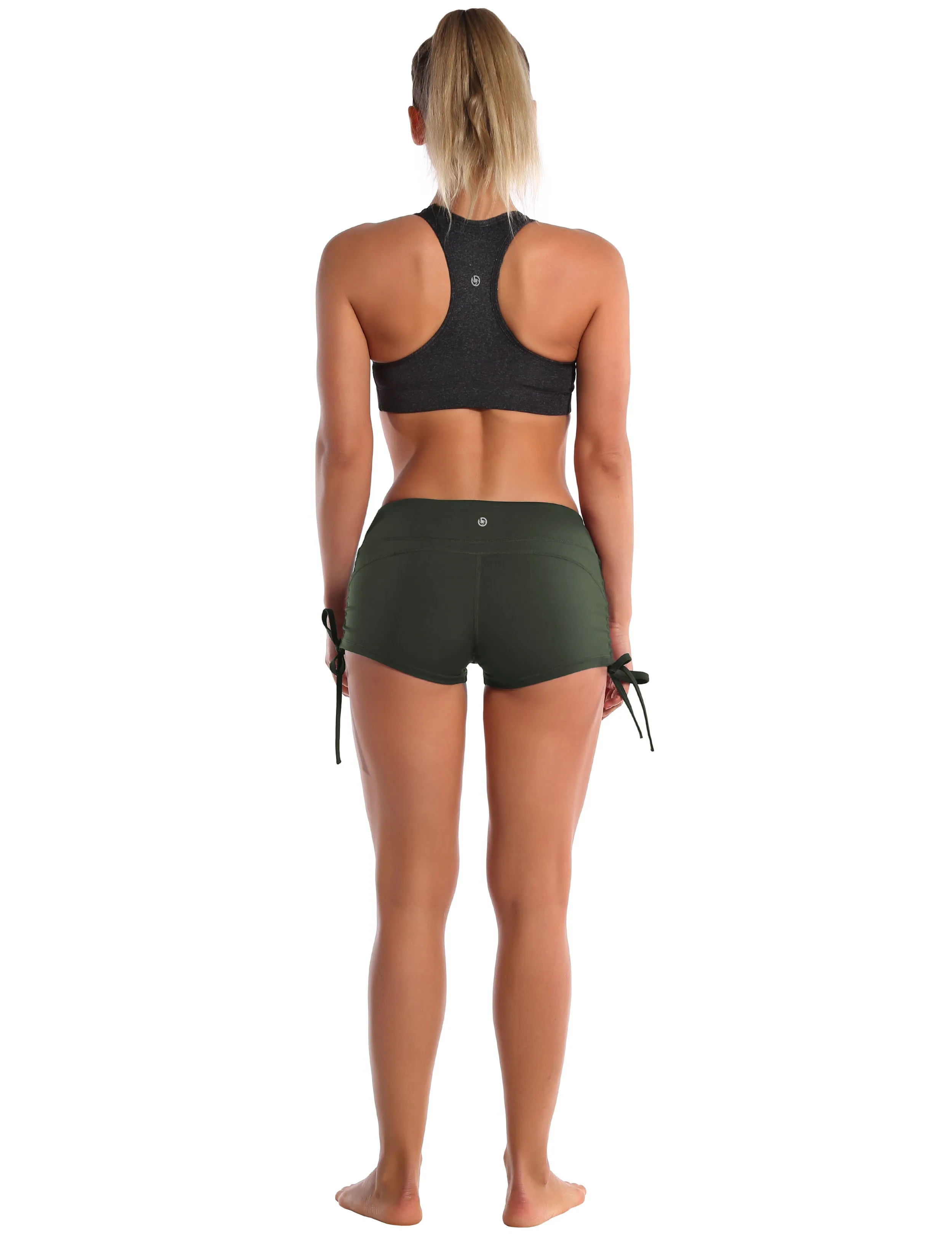 Side Drawstring Hot Shorts olivegray_yoga