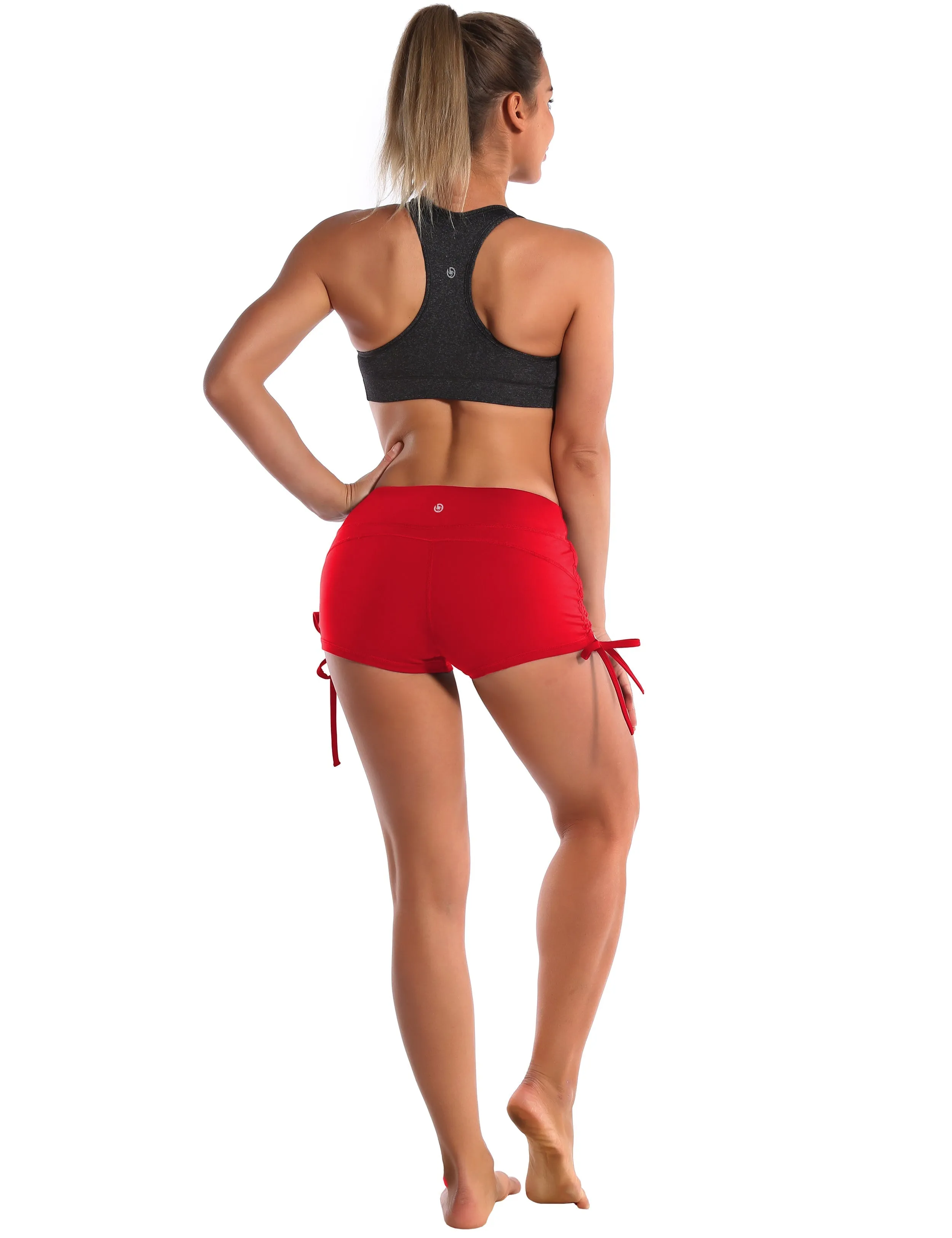 Side Drawstring Hot Shorts scarlet_Plus Size