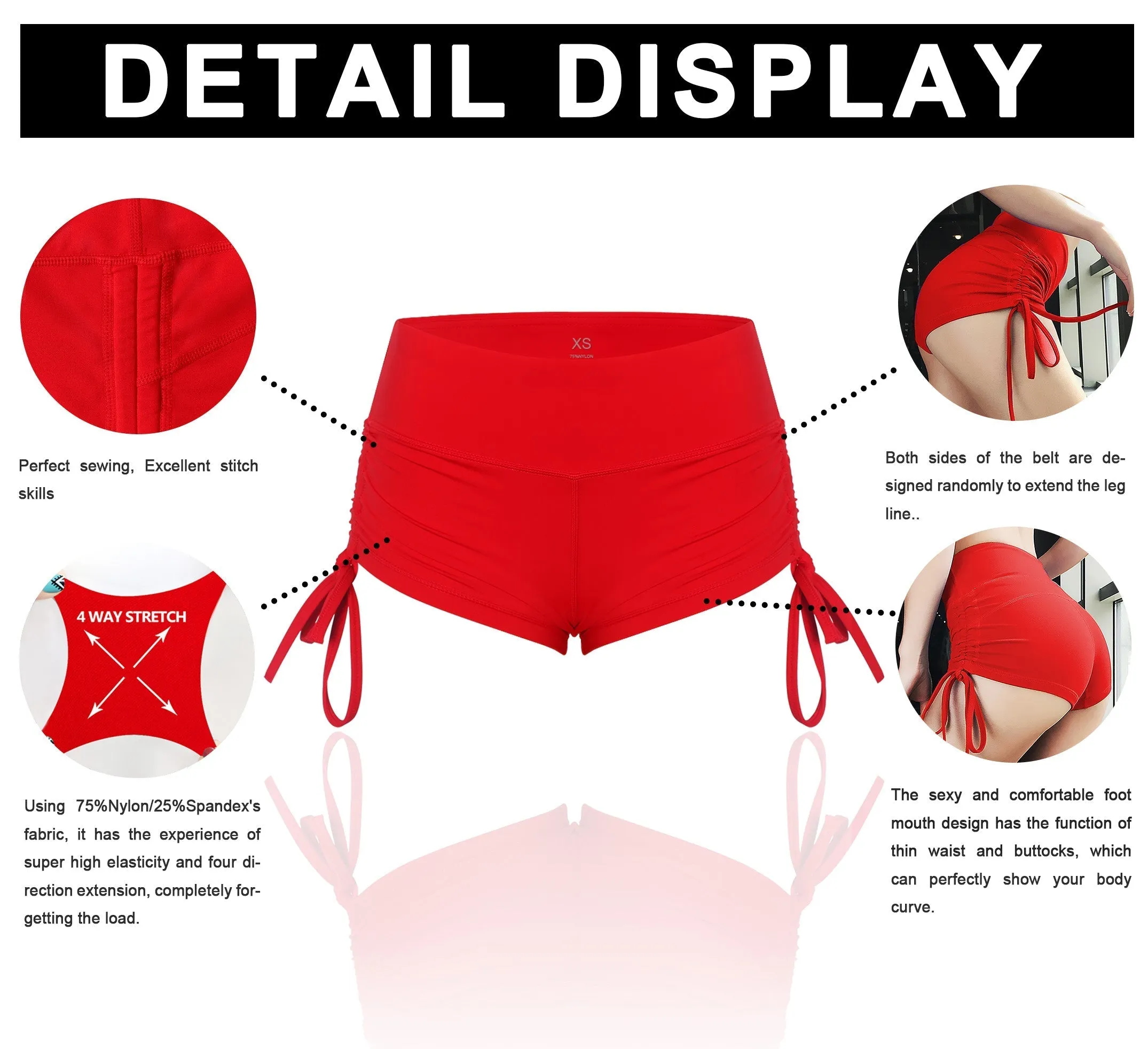Side Drawstring Hot Shorts shadowcharcoal_Plus Size