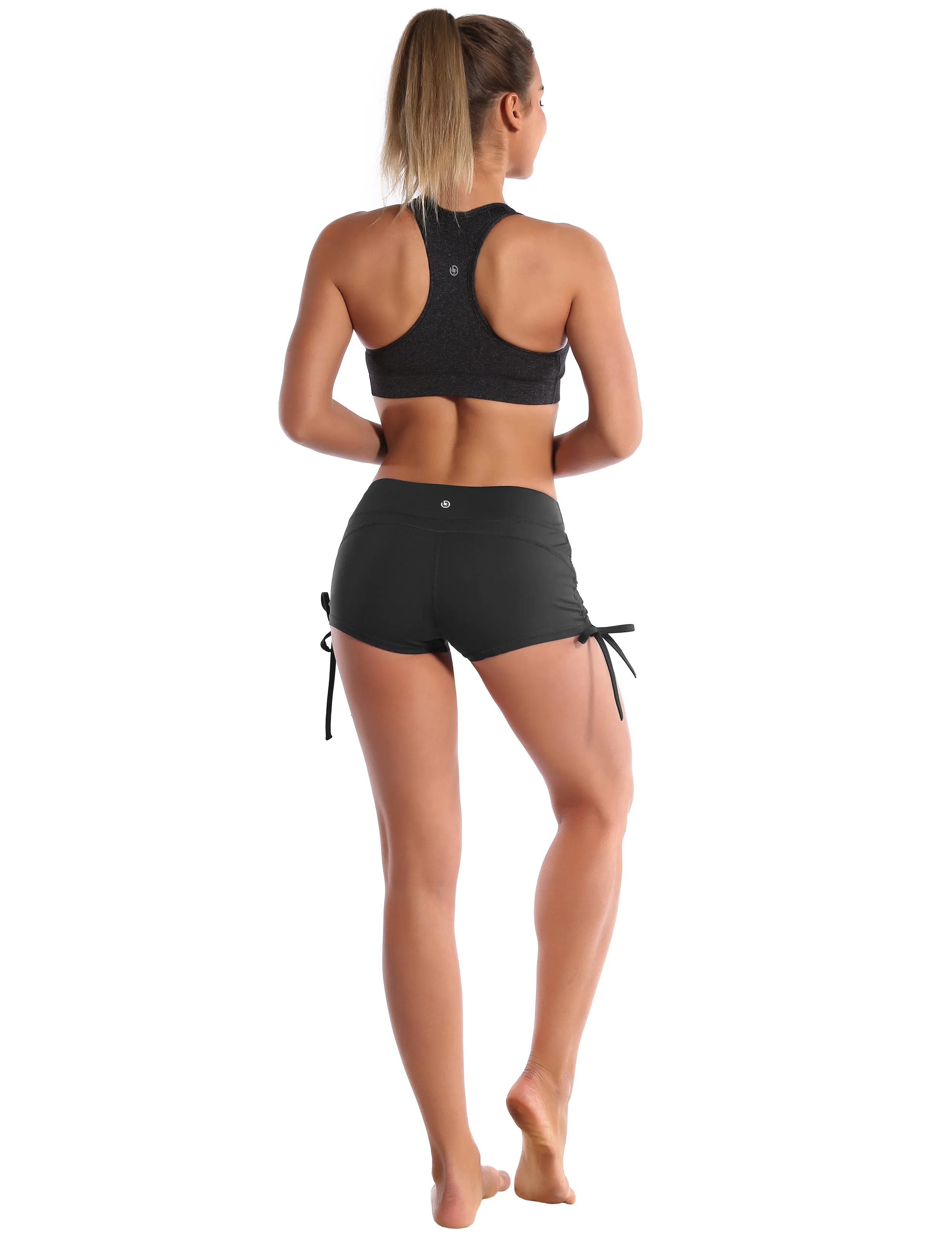 Side Drawstring Hot Shorts shadowcharcoal_Plus Size