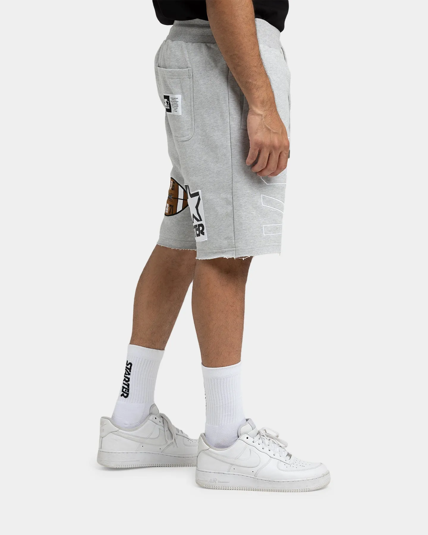 Starter Football Track Shorts Grey Marle