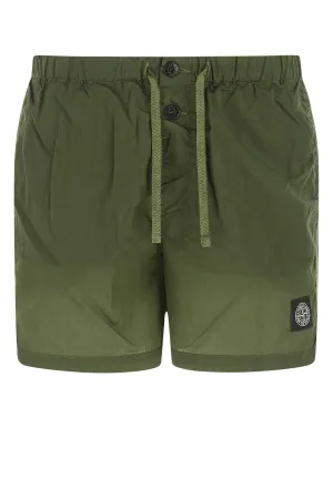 Stone Island Compass-Patch Drawstring Swim Shorts