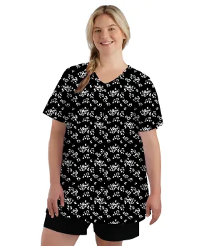 Stretch Naturals Lite V-Neck Short Sleeve Top Fresh Gardenia Print - FINAL SALE