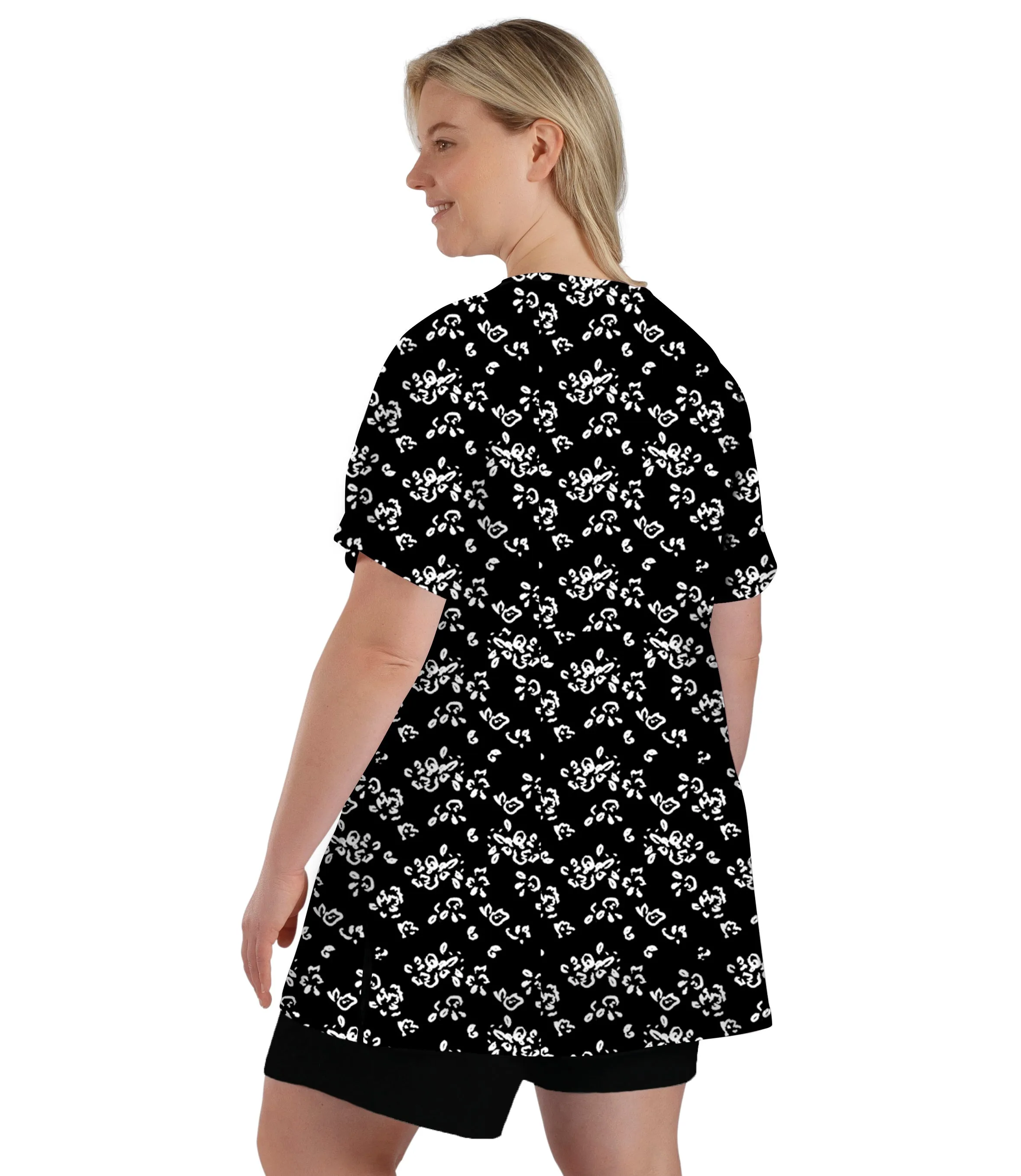 Stretch Naturals Lite V-Neck Short Sleeve Top Fresh Gardenia Print - FINAL SALE