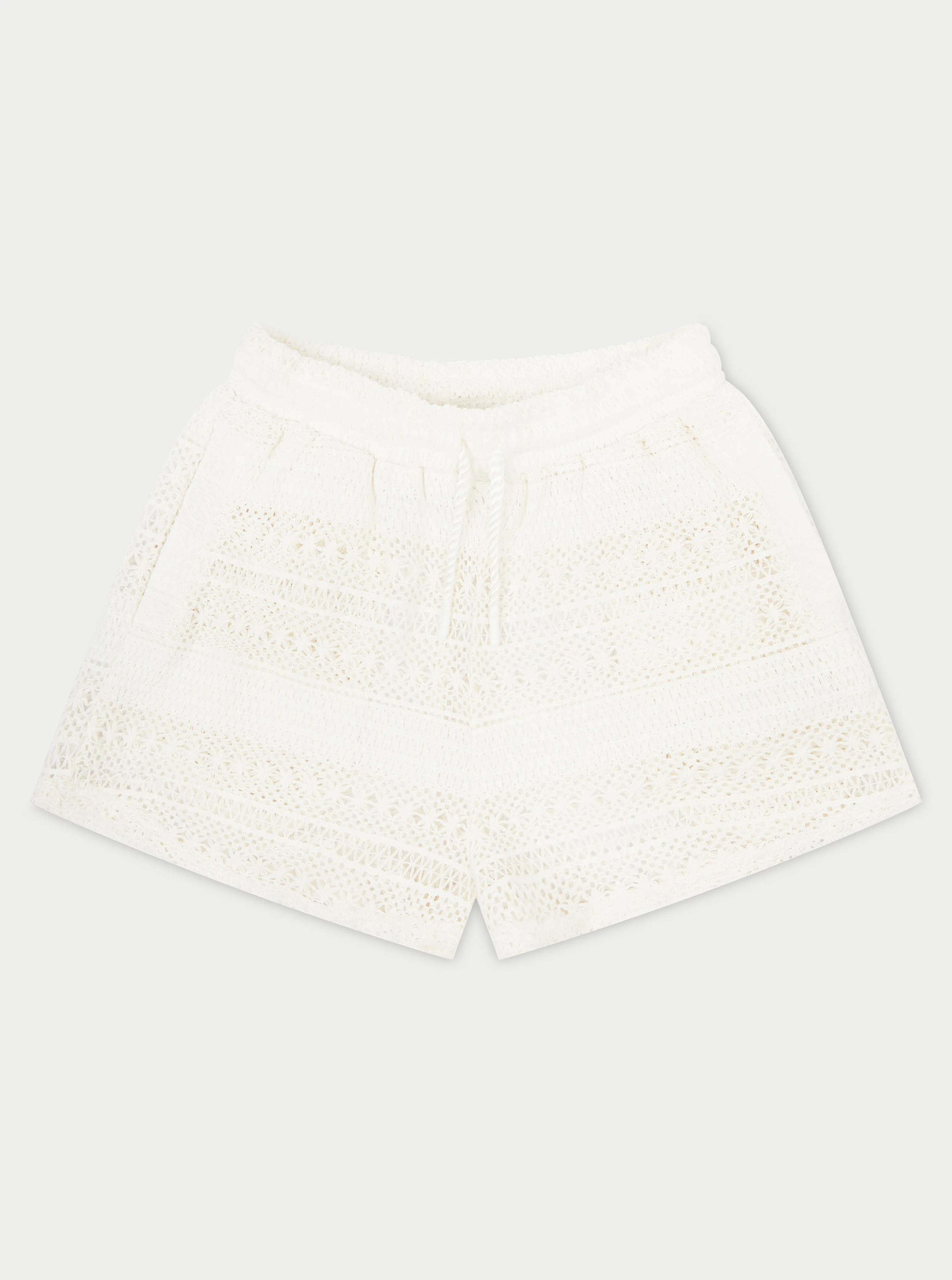 TEXTURED CROCHET SHORTS - OFF WHITE