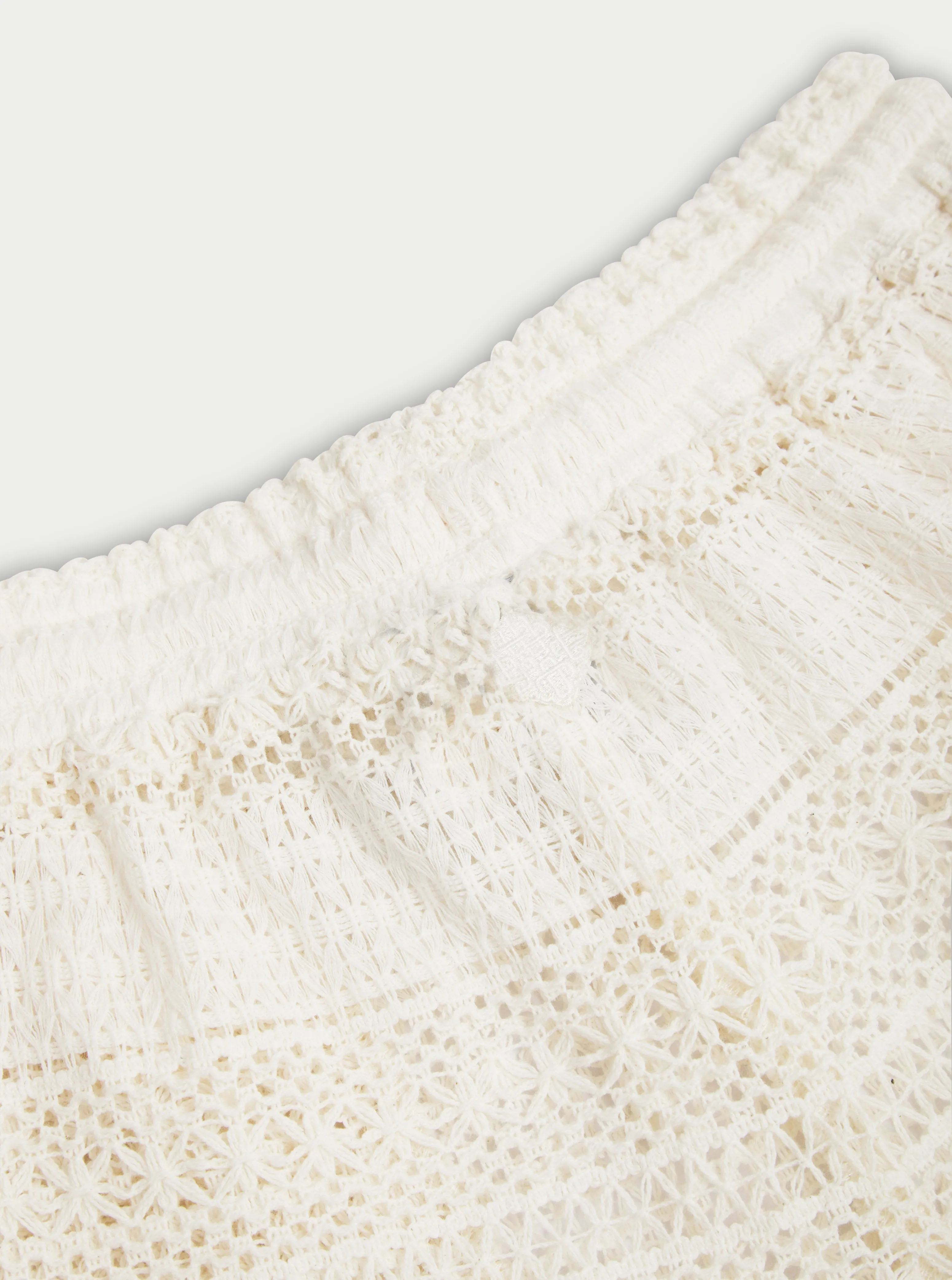 TEXTURED CROCHET SHORTS - OFF WHITE