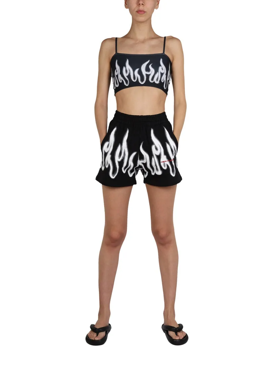 Vision Of Super Flame Print Track Shorts