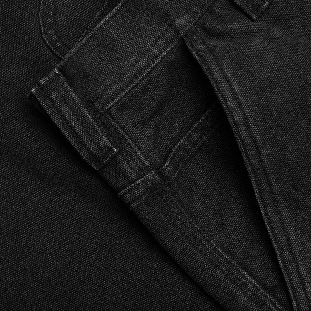 Washed Canvas Work Short - Black
