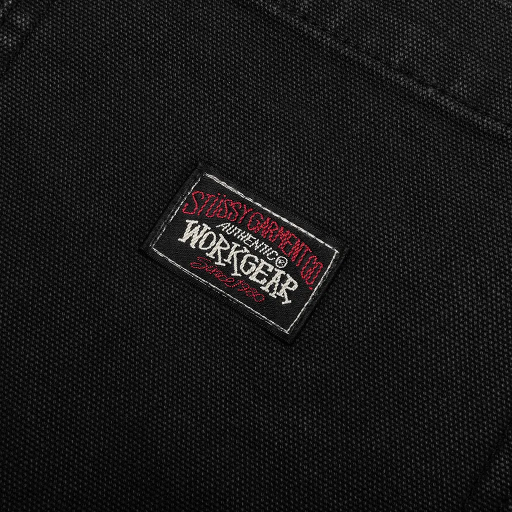Washed Canvas Work Short - Black