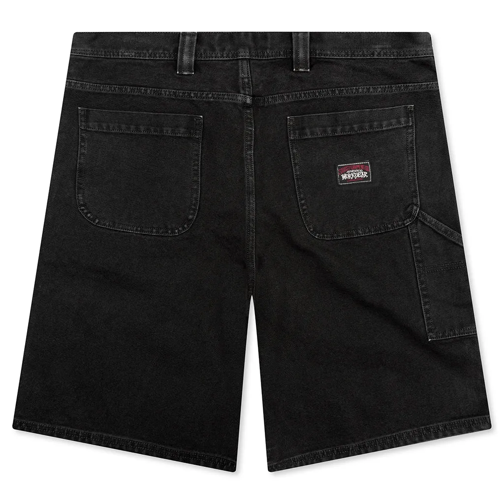 Washed Canvas Work Short - Black
