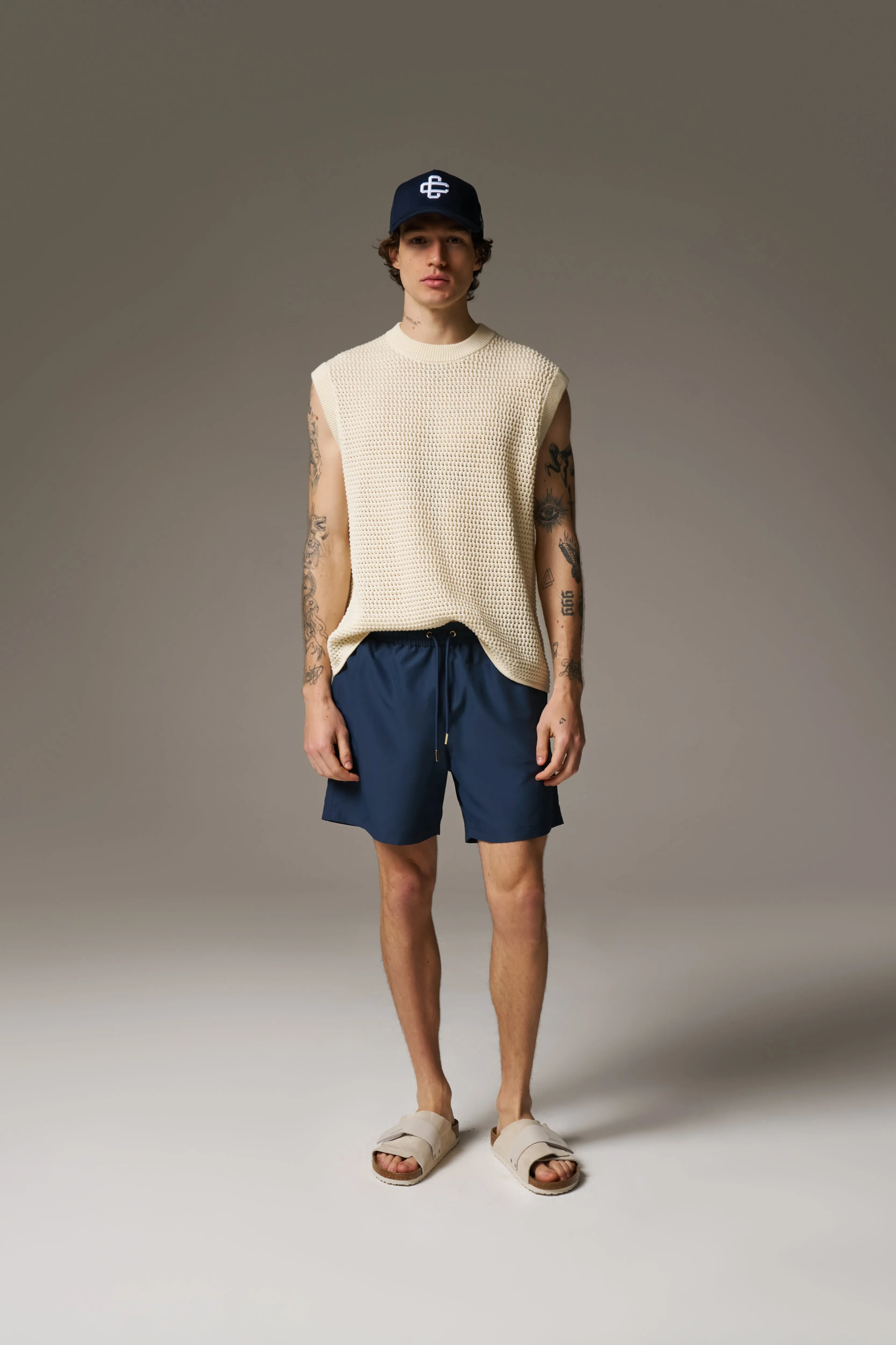 WATER REACTIVE EMBLEM SWIM SHORT - NAVY