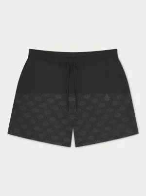 WATER REACTIVE EMBLEM SWIM SHORTS - BLACK