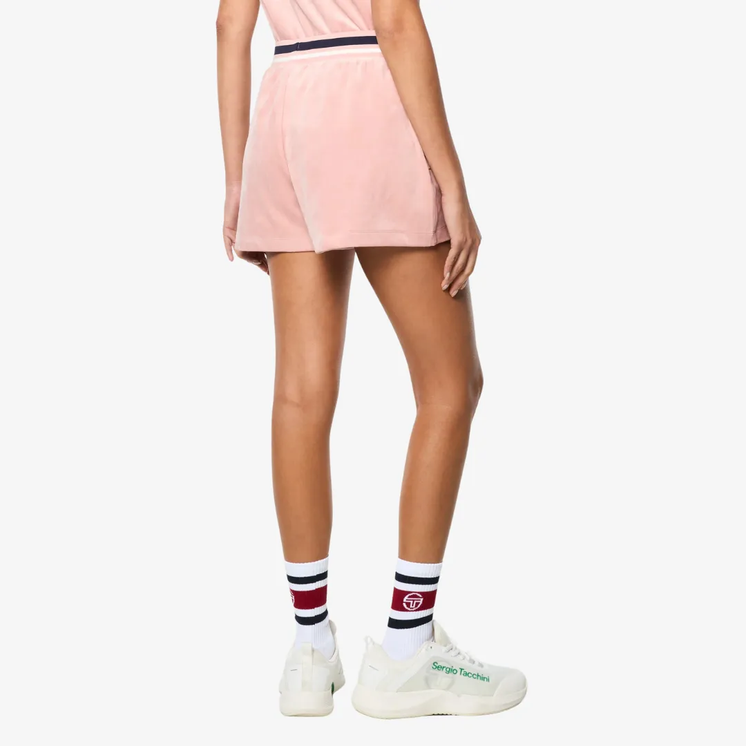 womens sergio tacchini adele velour short (pale mauve)