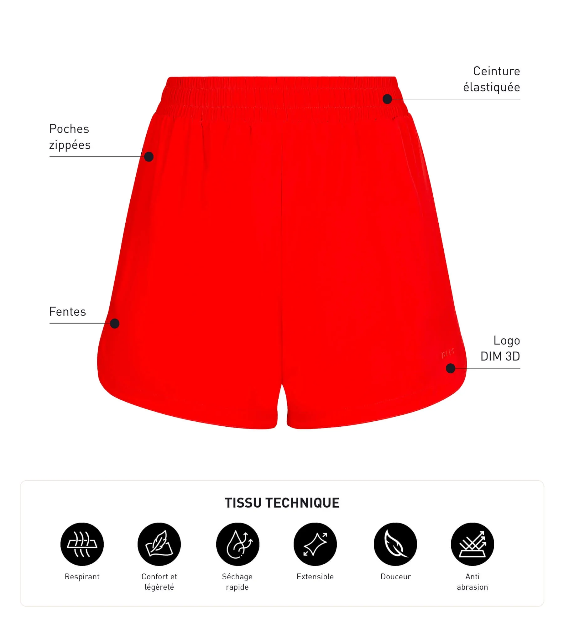 Women's sports shorts in orange viscose Dim Move